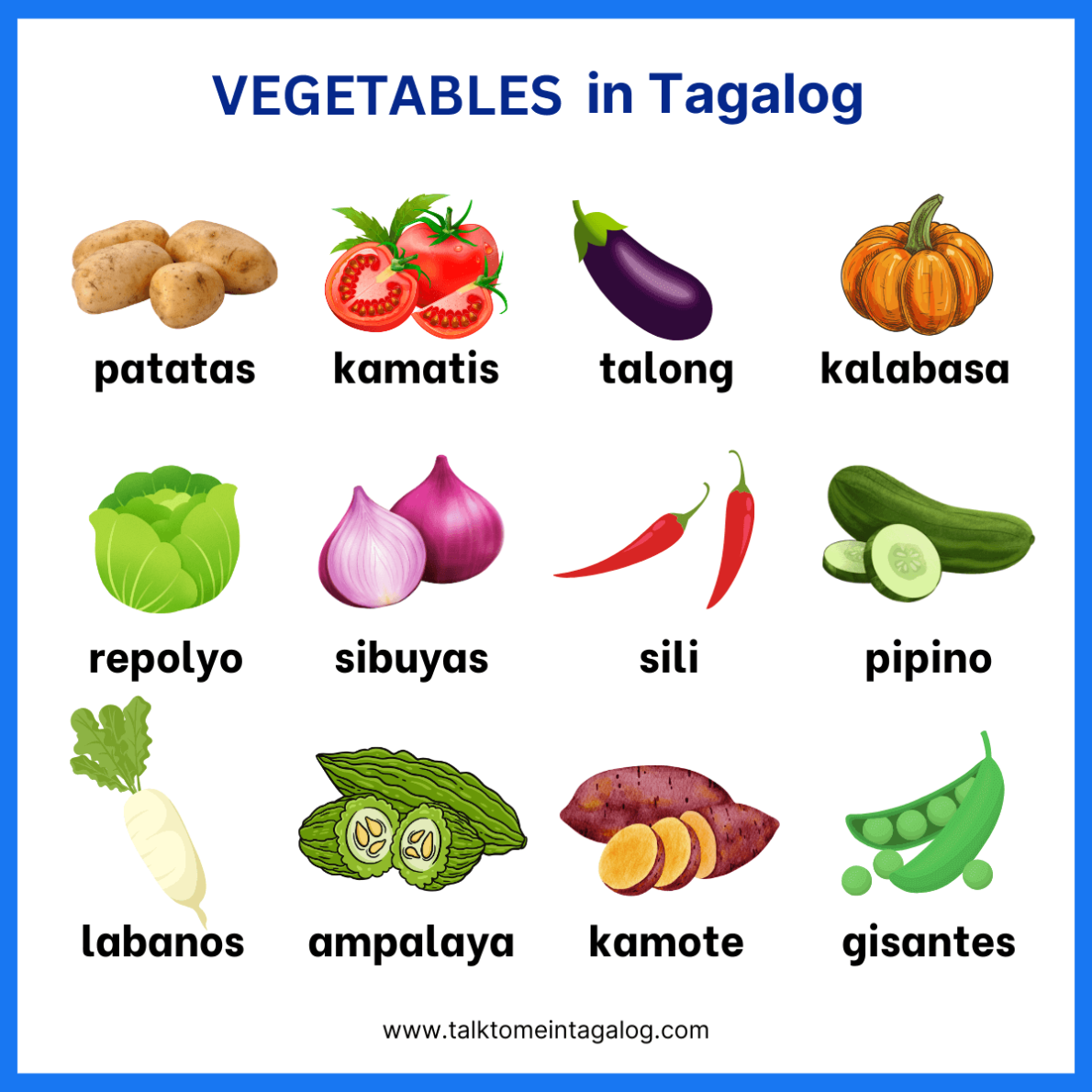 List of Vegetables in Tagalog