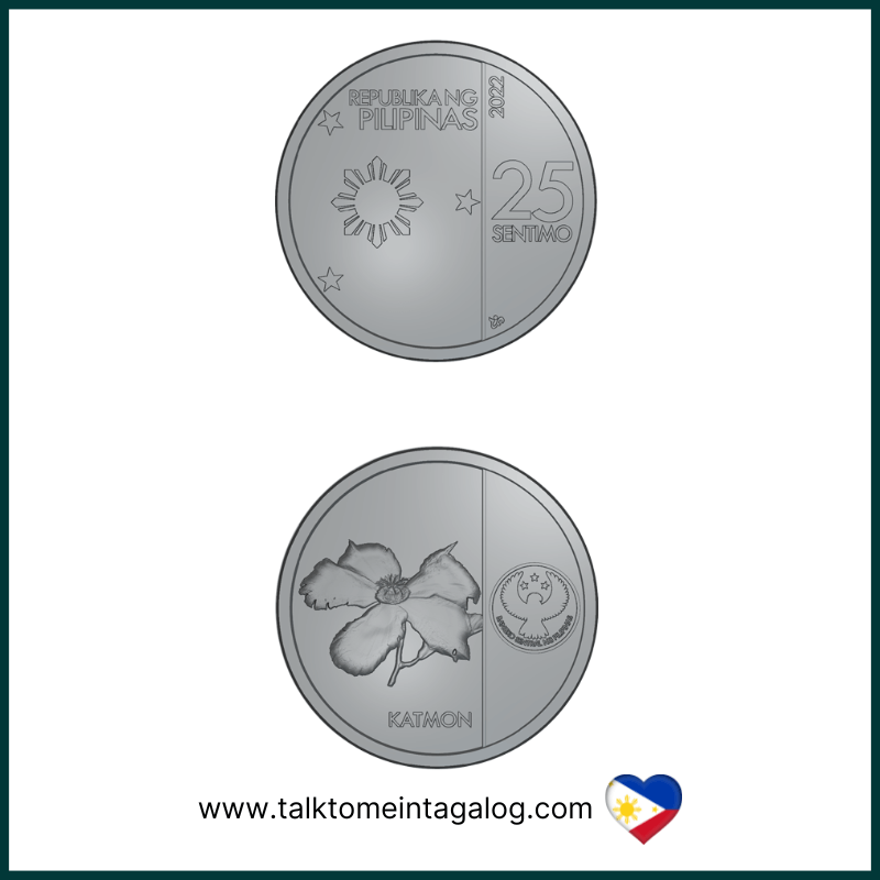 25-centavo Philippine coin made of nickel-plated steel, featuring the Bangko Sentral ng Pilipinas logo and national symbols, part of the New Generation Currency Coin Series in circulation in the Philippines.